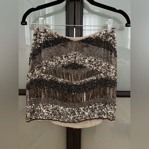 Vintage Zara Beaded Silver Mini Skirt